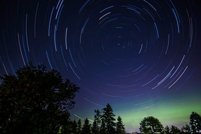 星星在夜空中移动形成的圆形